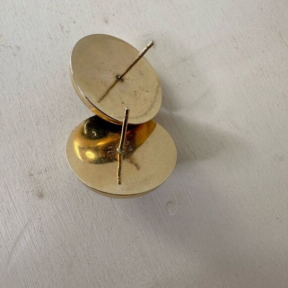 Vintage 14k Gold With Black Center Post Back Earrings - Picture 6 of 7